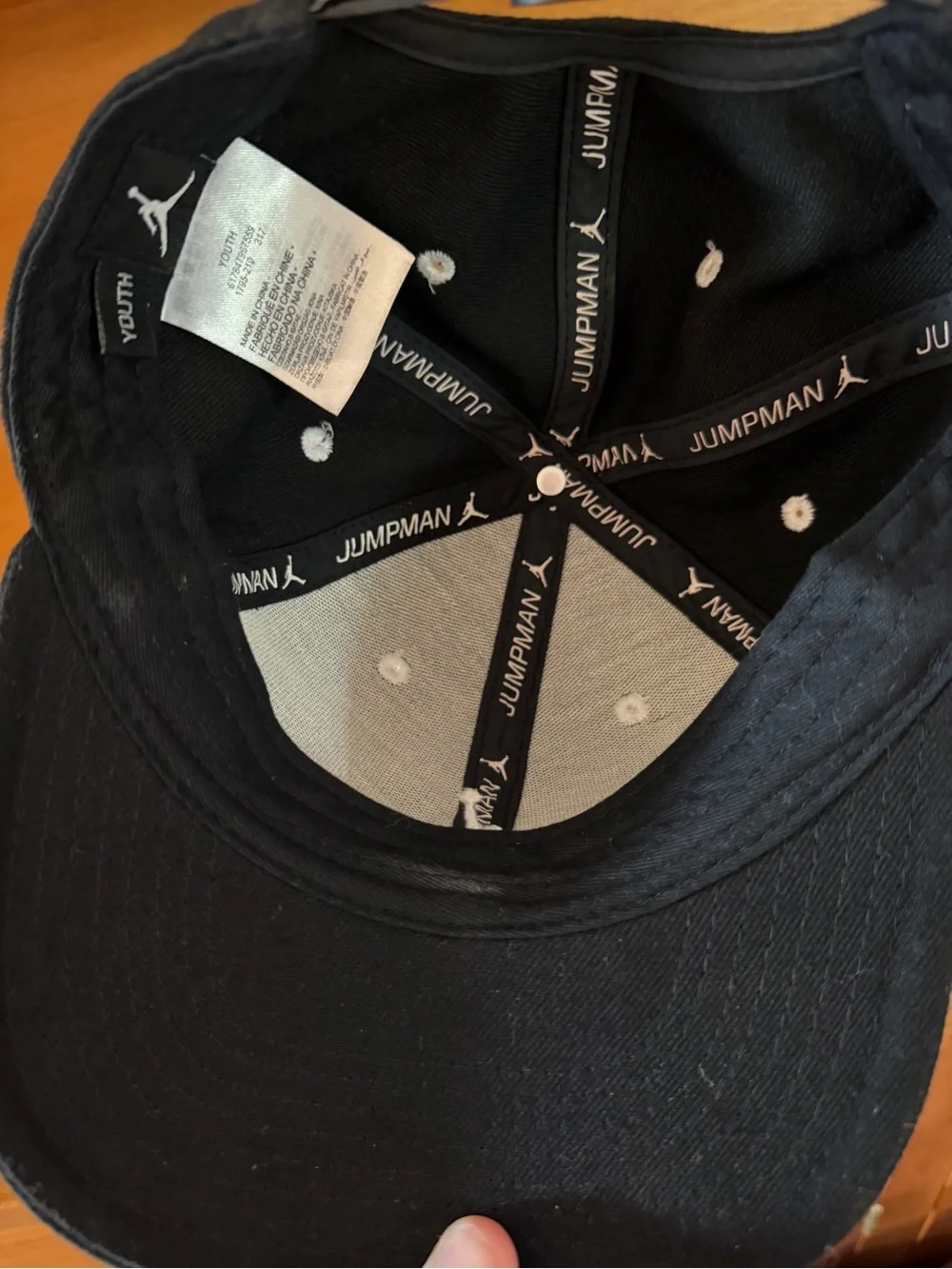 Nike Kids Jordan Black Snapback Hat with White Jumpman Logo